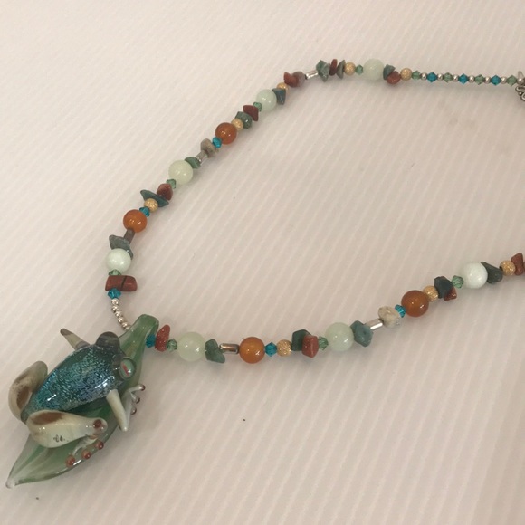 Handblown Lampwork Frog Pendant Necklace Sterling - Picture 6 of 8